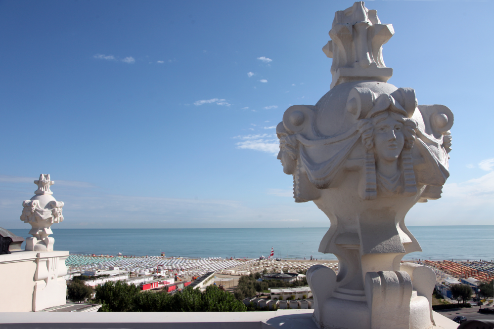 view over the beach from Grand Hotel, Rimini photo by PH. Paritani